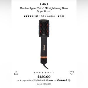 AMIKA Double Agent 2-in-1 straightening blow dryer brush